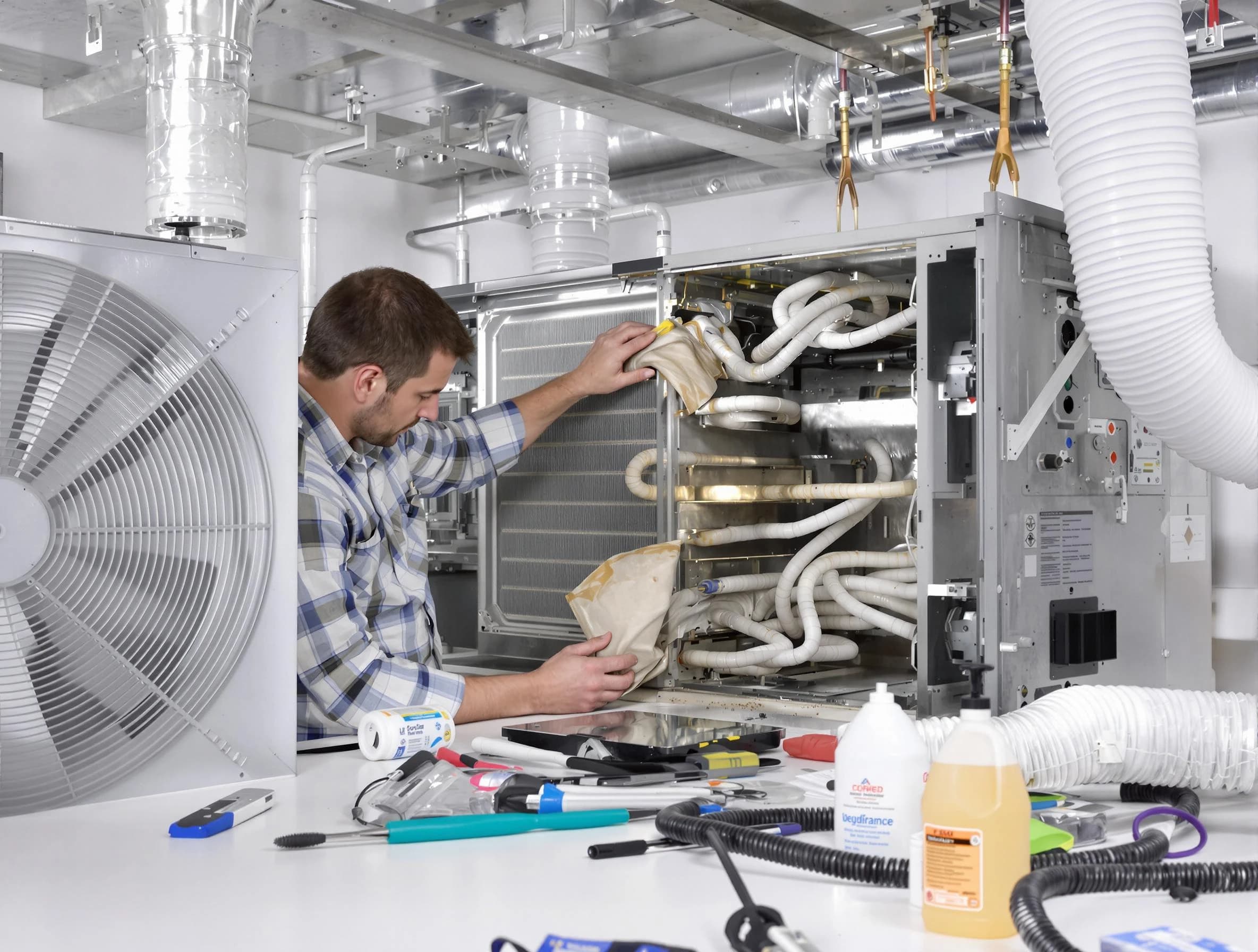 Los Lunas Air Duct Cleaning specialist performing precision AC coil cleaning in Los Lunas