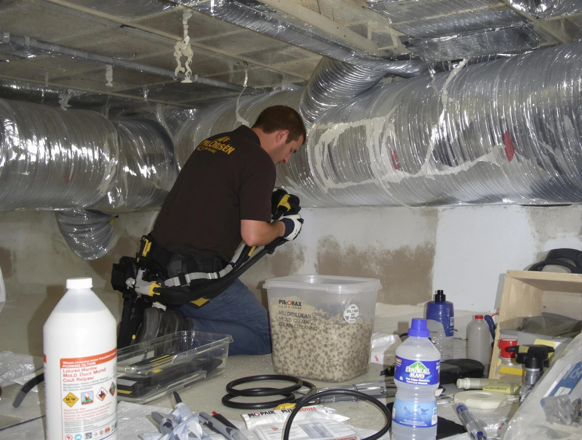 Los Lunas Air Duct Cleaning specialist performing professional mold removal from air ducts in Los Lunas