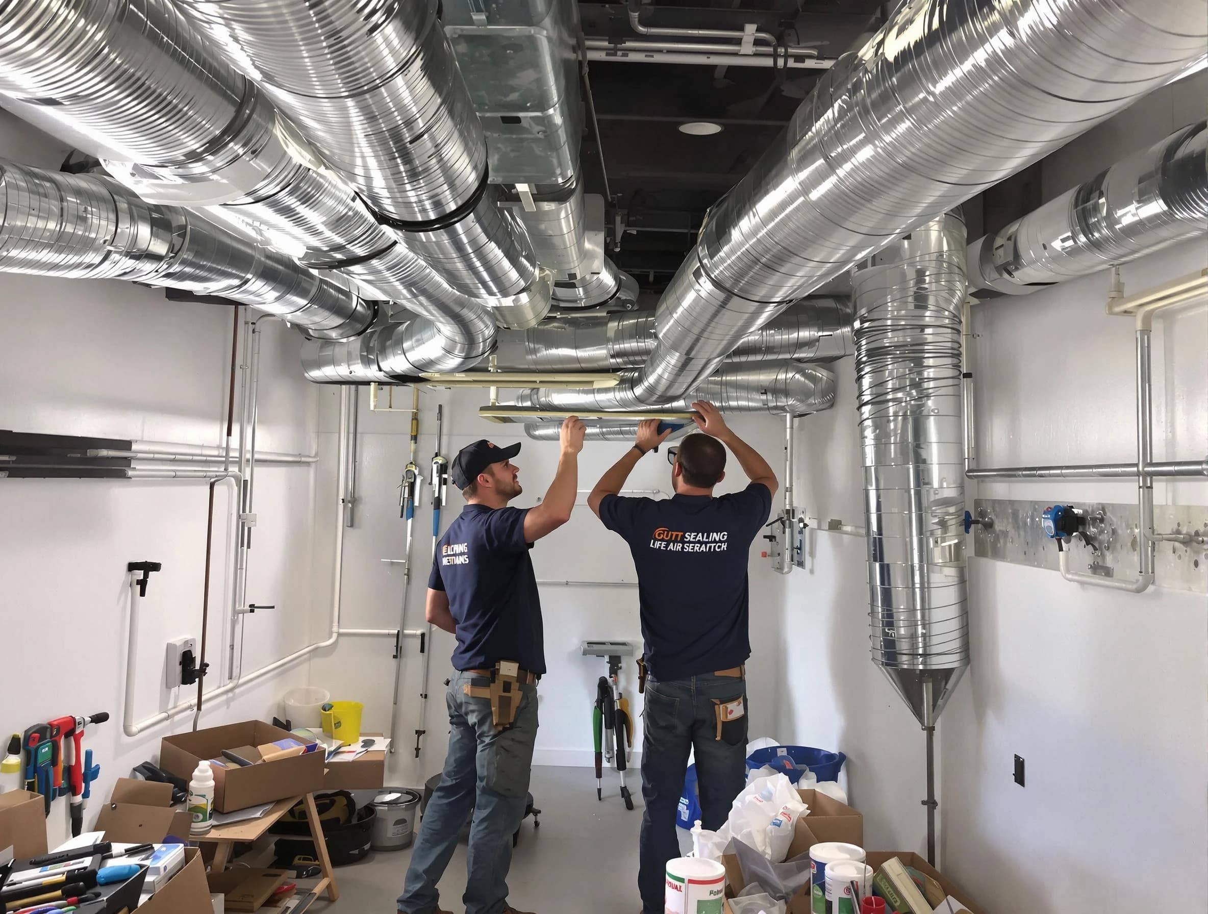 Los Lunas Air Duct Cleaning technician applying professional duct sealing solutions in Los Lunas