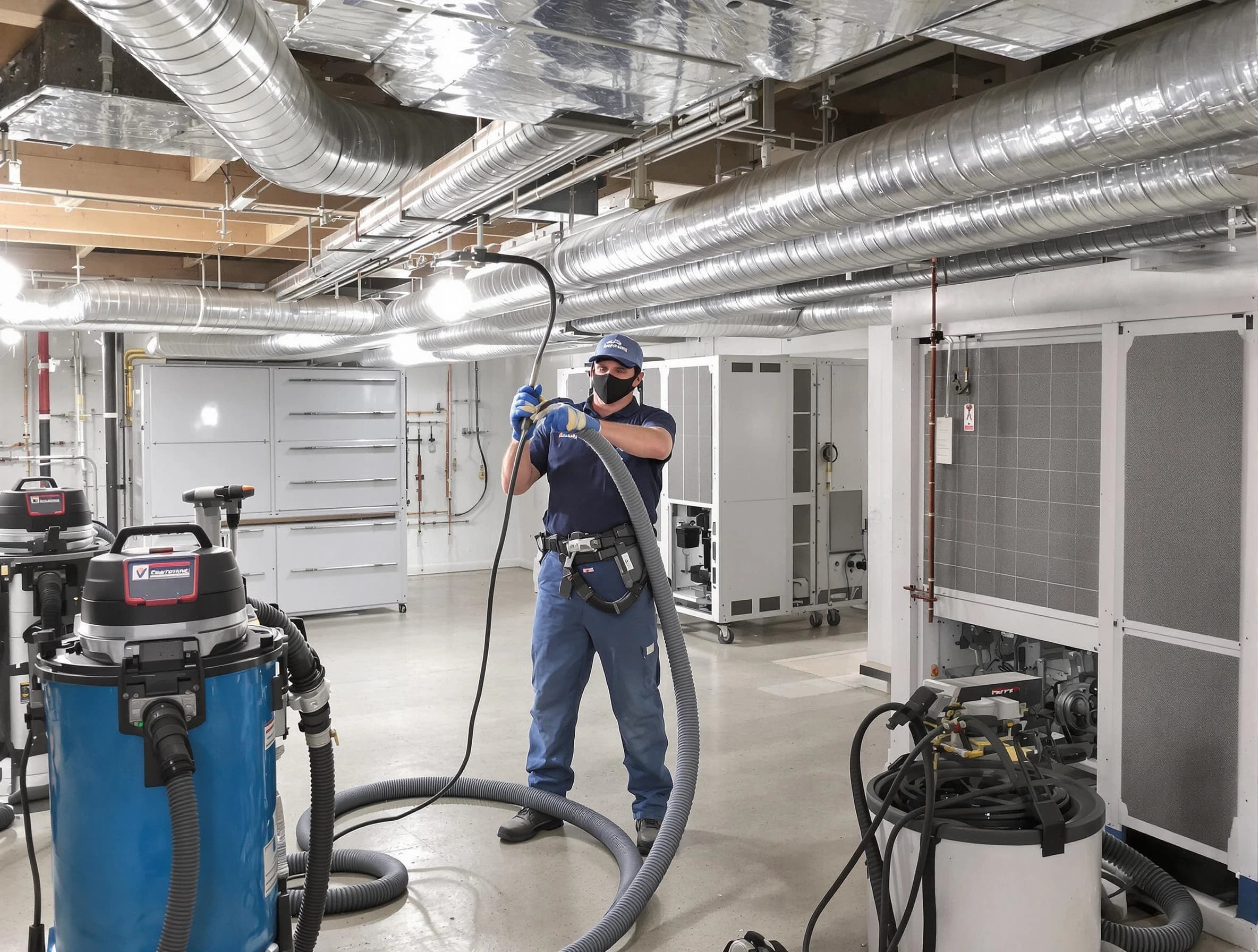 Los Lunas Air Duct Cleaning specialist performing thorough central air duct cleaning for improved system efficiency in Los Lunas