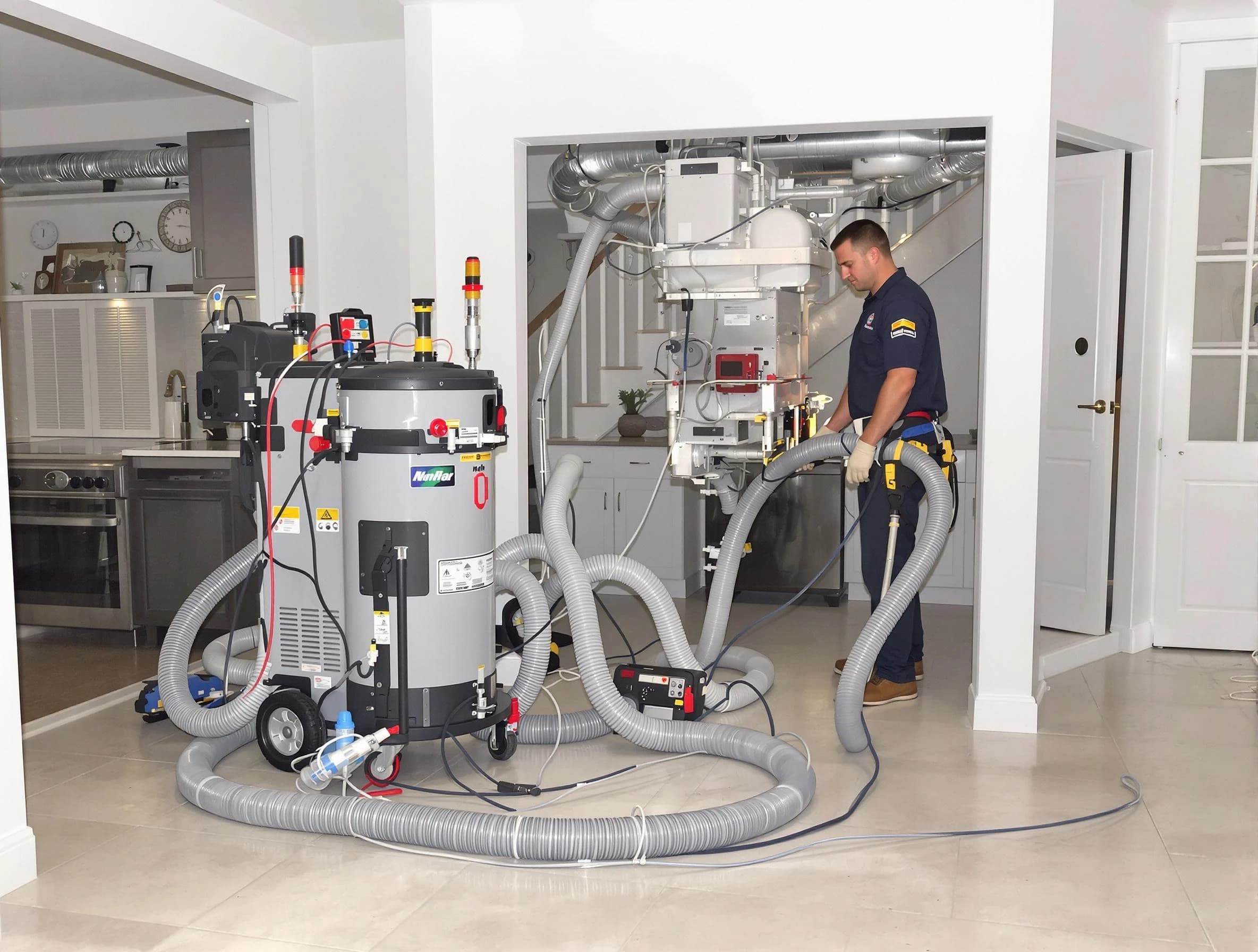 Los Lunas Air Duct Cleaning technician operating negative pressure cleaning equipment for thorough duct maintenance in Los Lunas