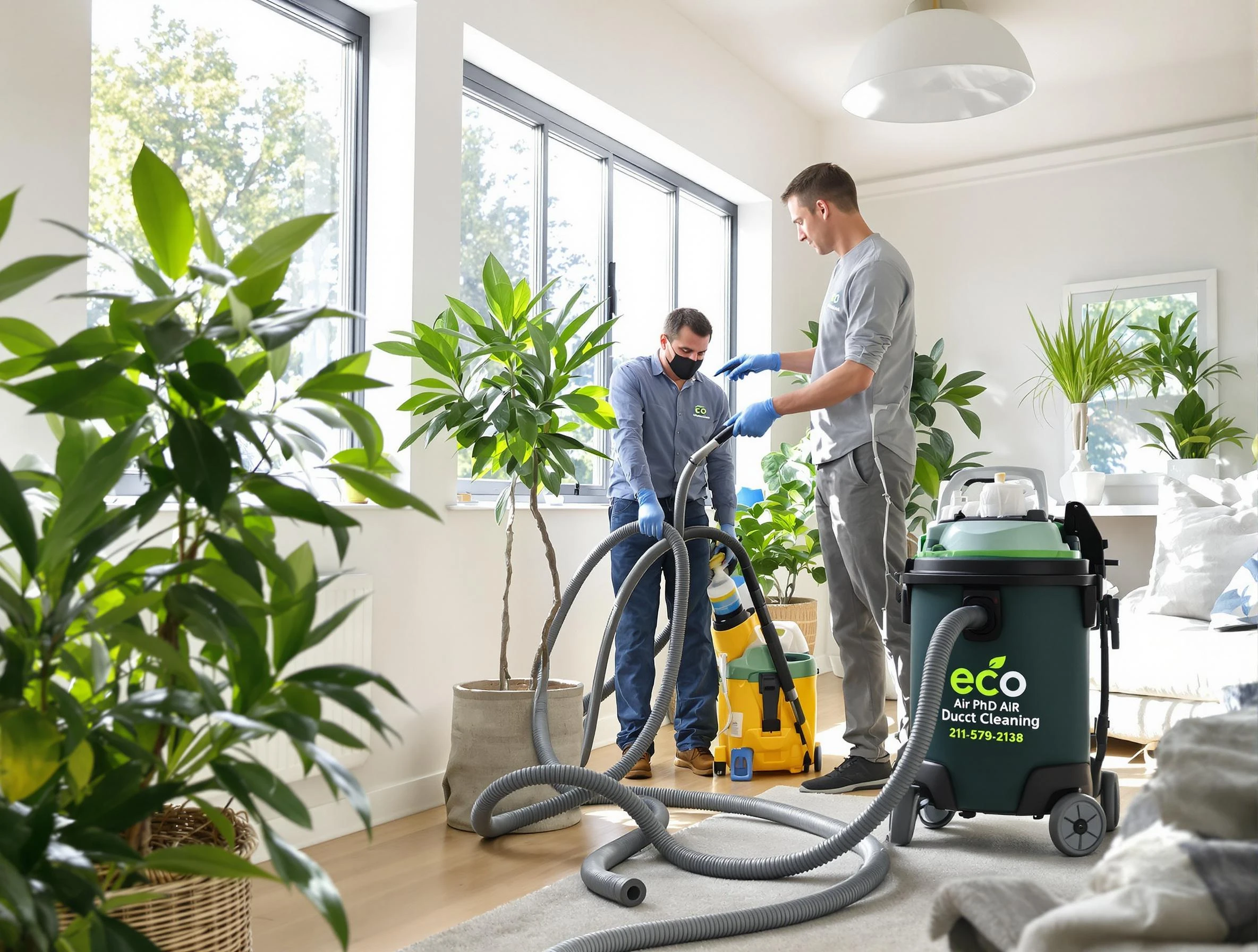 Los Lunas Air Duct Cleaning technician performing eco-friendly duct cleaning using sustainable methods in Los Lunas