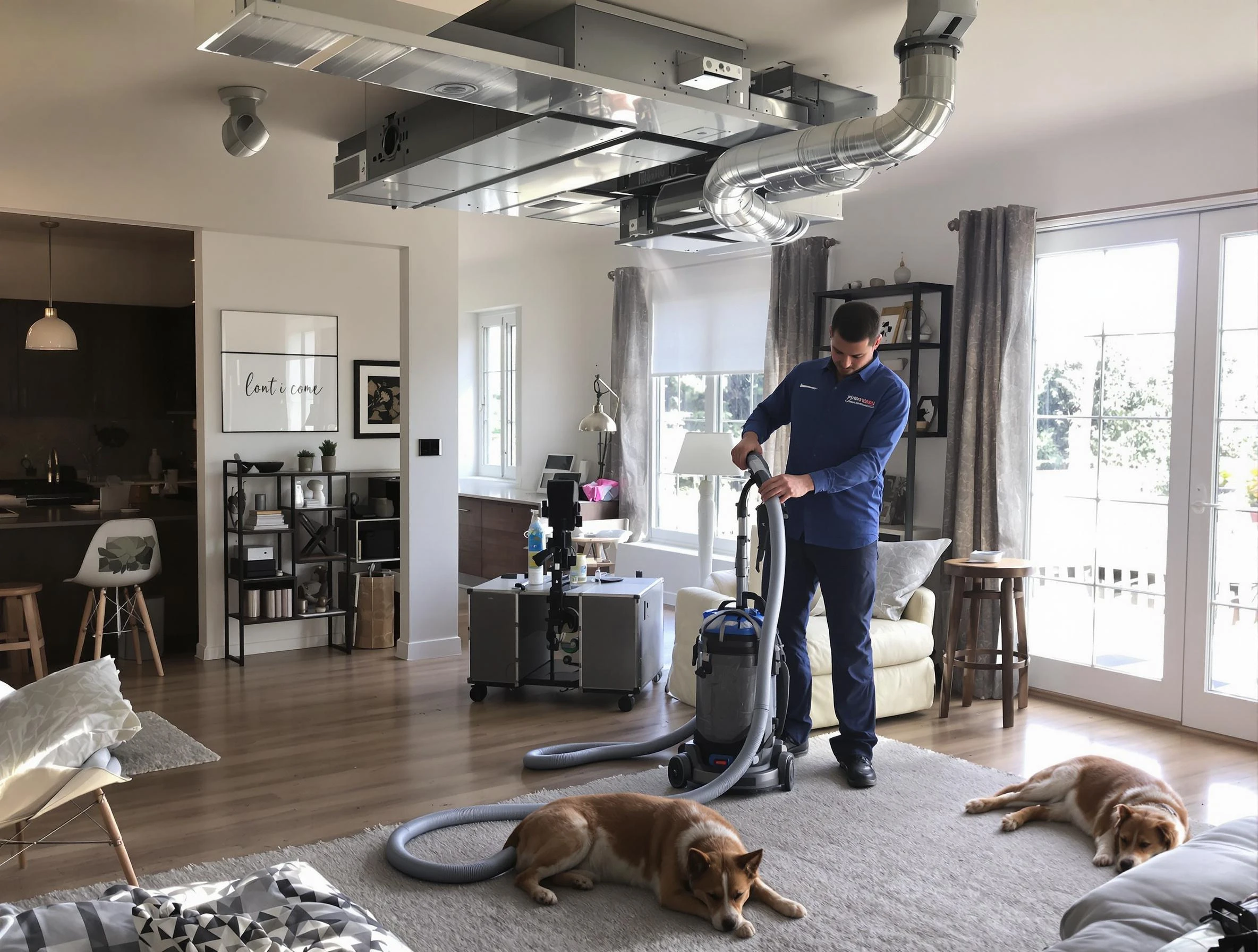 Los Lunas Air Duct Cleaning technician performing detailed indoor duct cleaning for improved air quality in Los Lunas